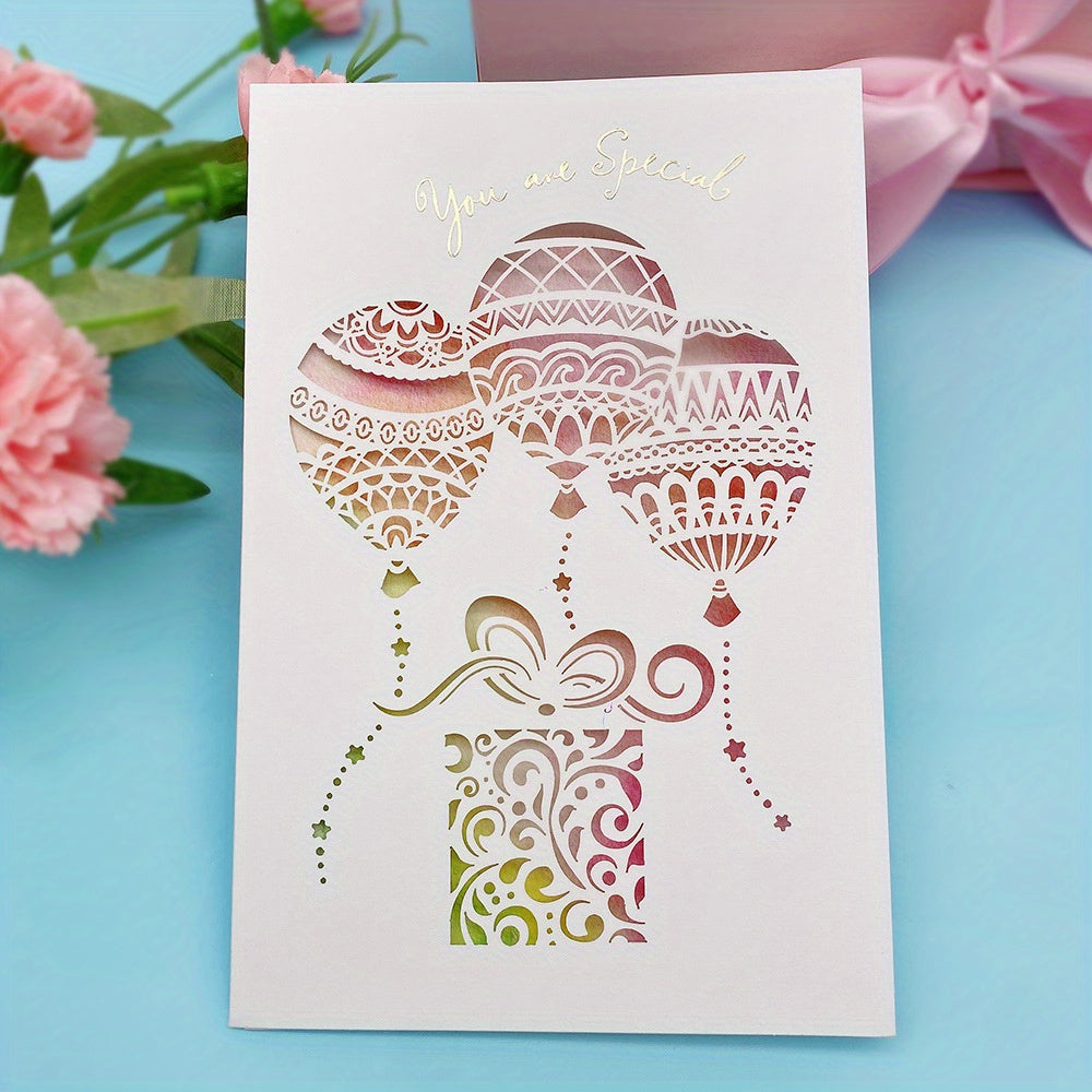 Romantic Hollow Out Greeting Card - Modern Paper Carve Blessing Message Card