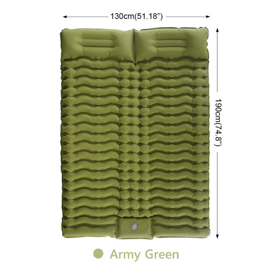 Double Sleeping Pad for Camping Inflating Mat with Pillow