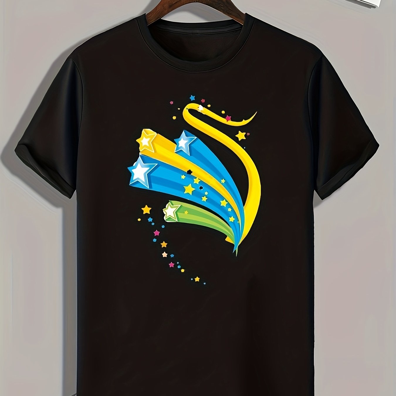Stars Print Men's Graphic T-shirt Casual Comfy Tee For Summer
