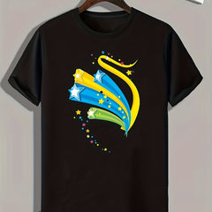 Stars Print Men's Graphic T-shirt Casual Comfy Tee For Summer