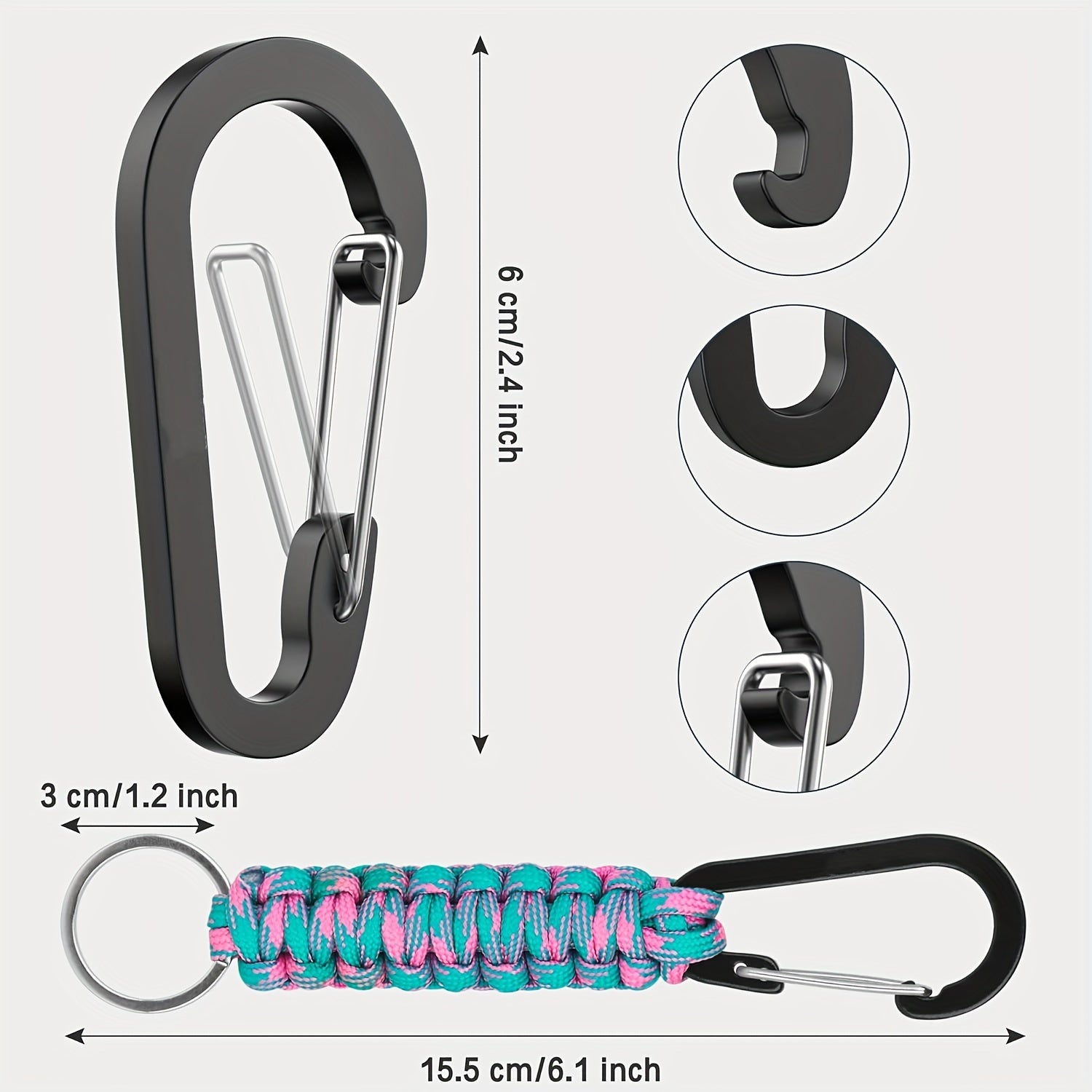 2pcs Small Carabiner Keychain for Camping Hiking Fishing