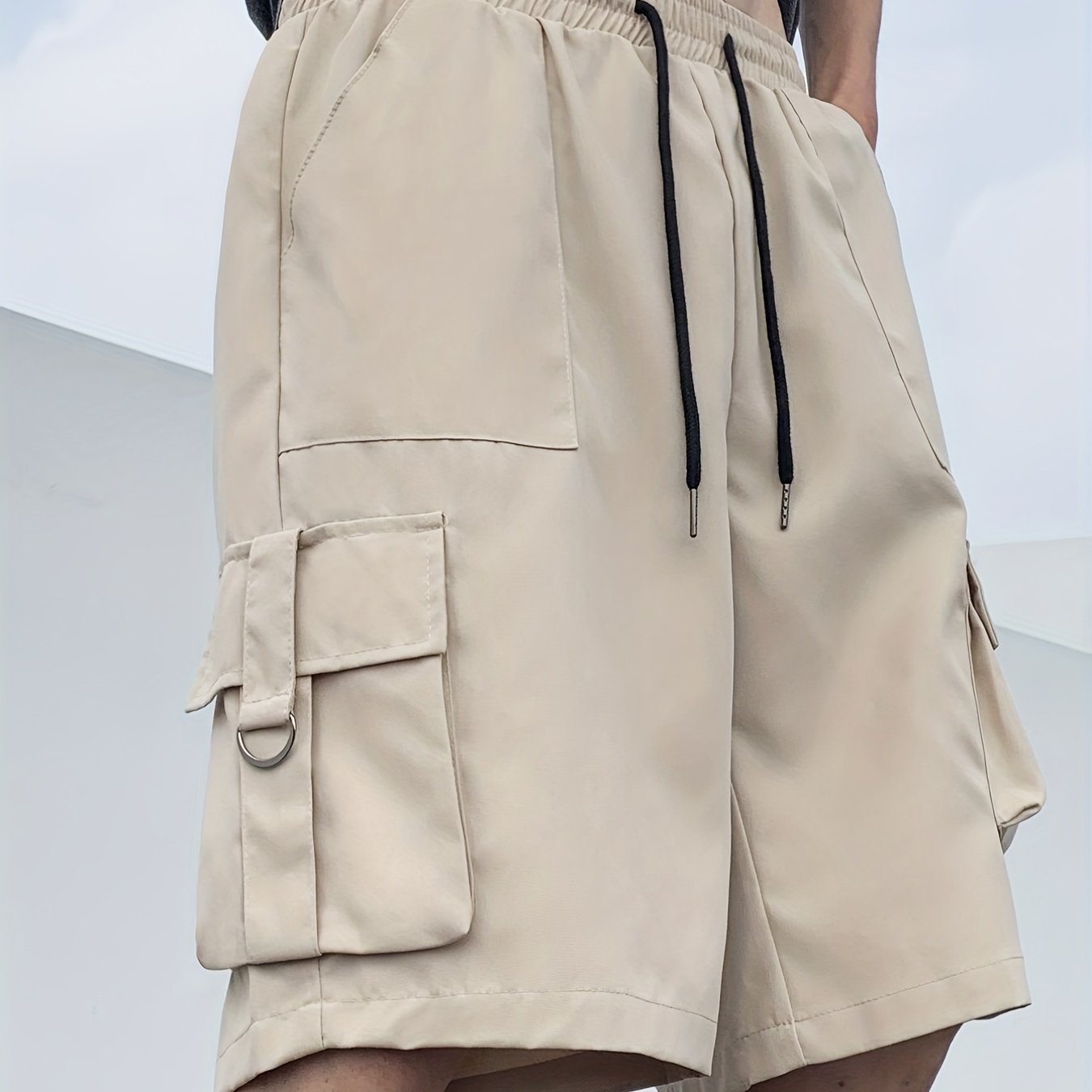 Men's Casual Cargo Shorts with Drawstring Waist - Summer Outdoor Activities
