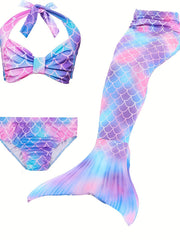 Girl's Mermaid Swimsuit 3pcs Halter Bikini & Mermaid Tail