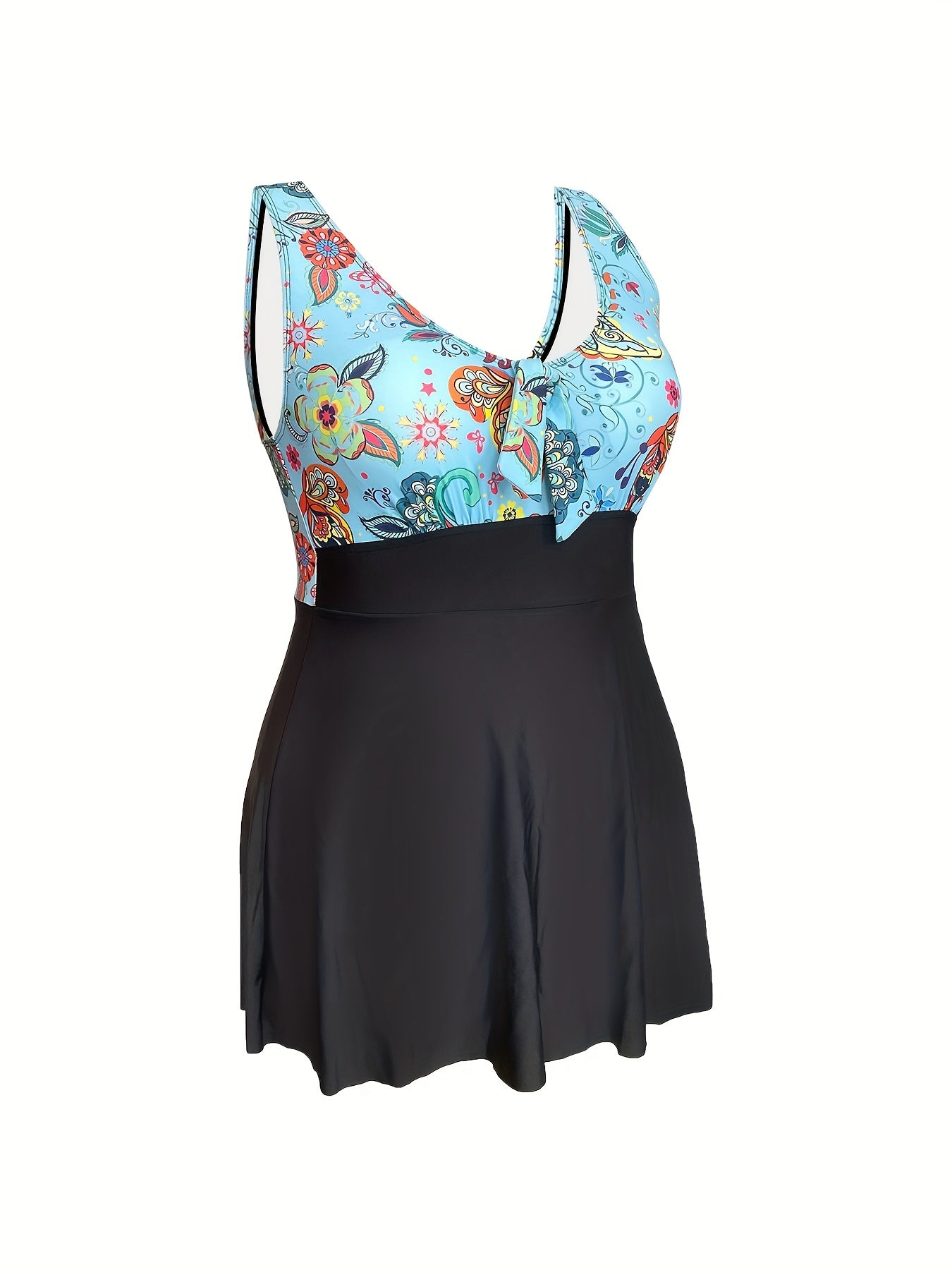Paisley Print Knot Front One Piece Swimwear Dress