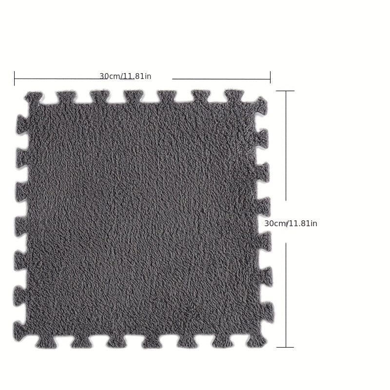 10pcs Plush Puzzle Foam Floor Mats Soft Interlocking Carpet Squares