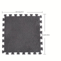 10pcs Plush Puzzle Foam Floor Mats Soft Interlocking Carpet Squares
