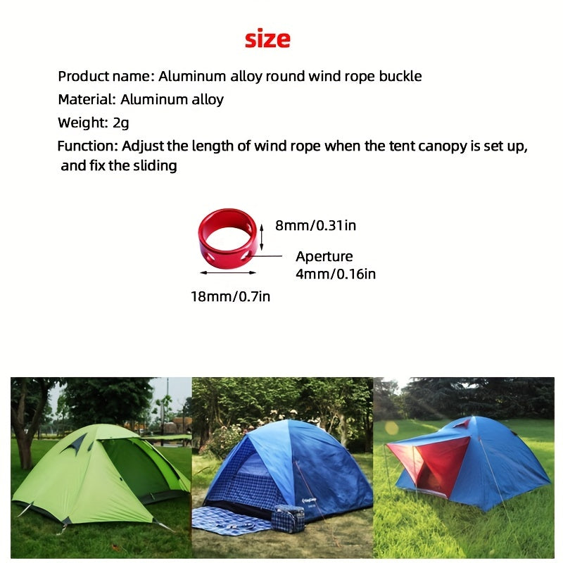 9pcs Aluminum Cord Adjuster Tent Windproof Rope Loop