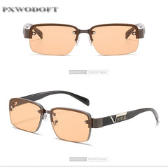 PXWODOFT Men's Rimless Crystal Sunglasses with Packaging