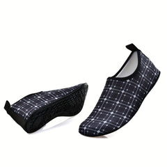 Women's Plaid Pattern Slip On Water Socks Quick Drying Shoes