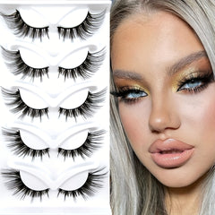 5 Pairs Cat Eye Lashes Lengthening Sexy Curling Fluffy Faux Mink False Eyelashes