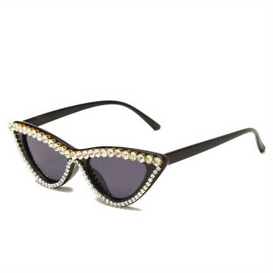 Rhinestone Cat Eye Frame Sunglasses UV Protection Small Glasses