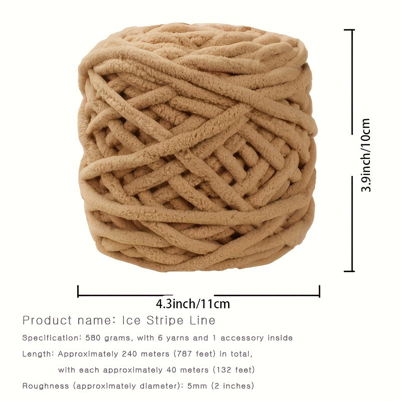 6 Pack Chunky Knit Yarn & Bear Accessories Set for DIY Arts