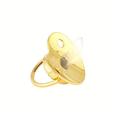 Dinosaur Bling Golden Baby Pacifier with Chain Clip