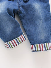 Infant Baby Overalls Cartoon Graphic Jumpsuit Denim Pants