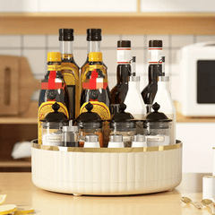 Rotating Kitchen Storage Tray for Tableware and Seasoning Bottles