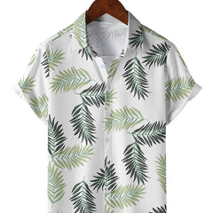 Leaf Print Men's Hawaiian Shirt for Summer Vacation