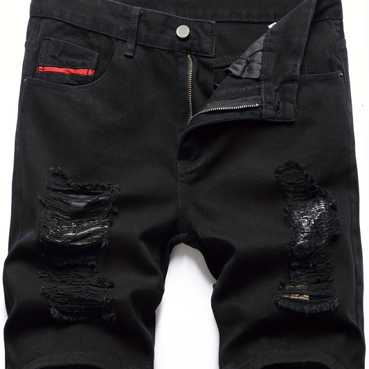Men's Cotton Distressed Denim Shorts - Summer Street Style