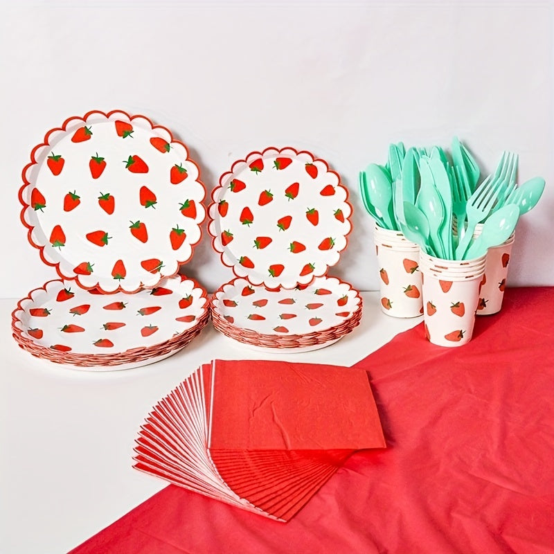 10pcs Strawberry Fruit Patterned Tableware for Parties & Events