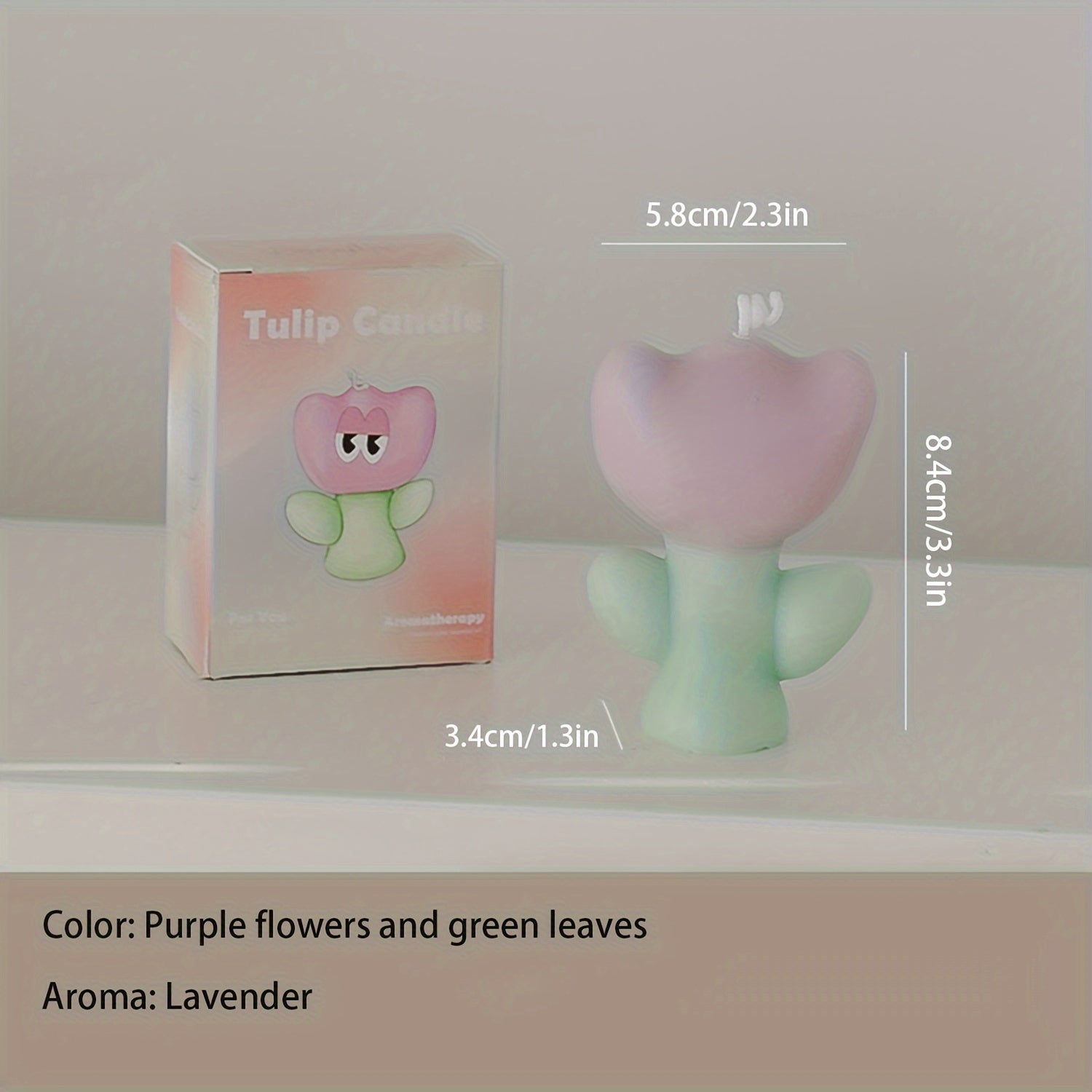Tulip-Shaped Candle with Creative Pattern - Burns for 6-9 Hours - 2-3 oz (65g)