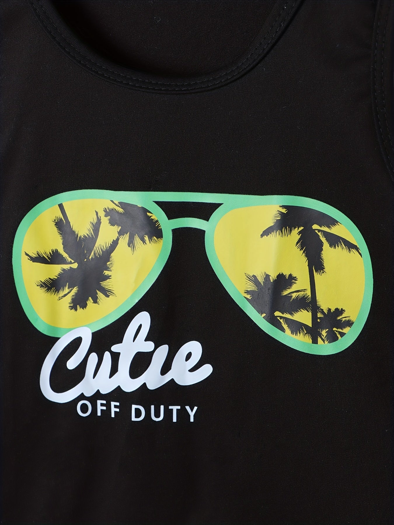 Boy's Sunglasses & Coconut Tree Print Tank Top Shorts Set