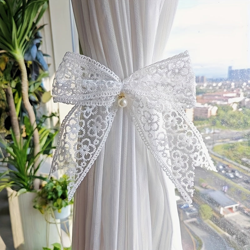 2pcs Lace Bow Gift Decorative Bow Hair Accessories Curtain Strap