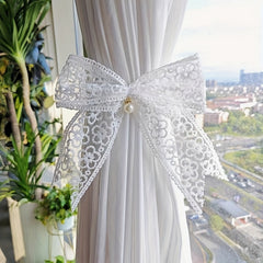 2pcs Lace Bow Gift Decorative Bow Hair Accessories Curtain Strap