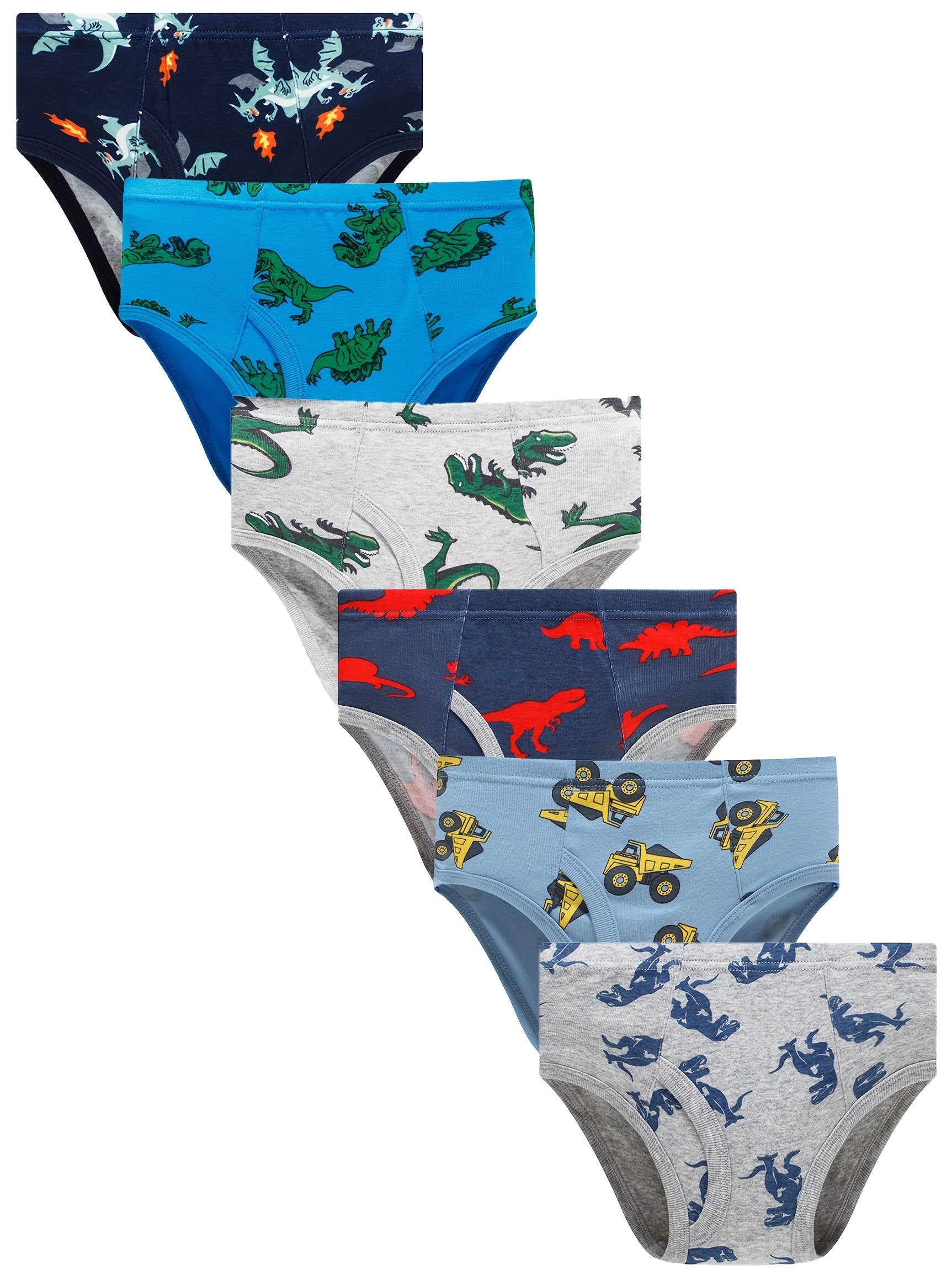 Boys Dino Briefs Shark Undies Trucks Pack of 6
