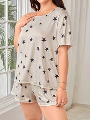 Star Print Tee & Shorts Pajama Set