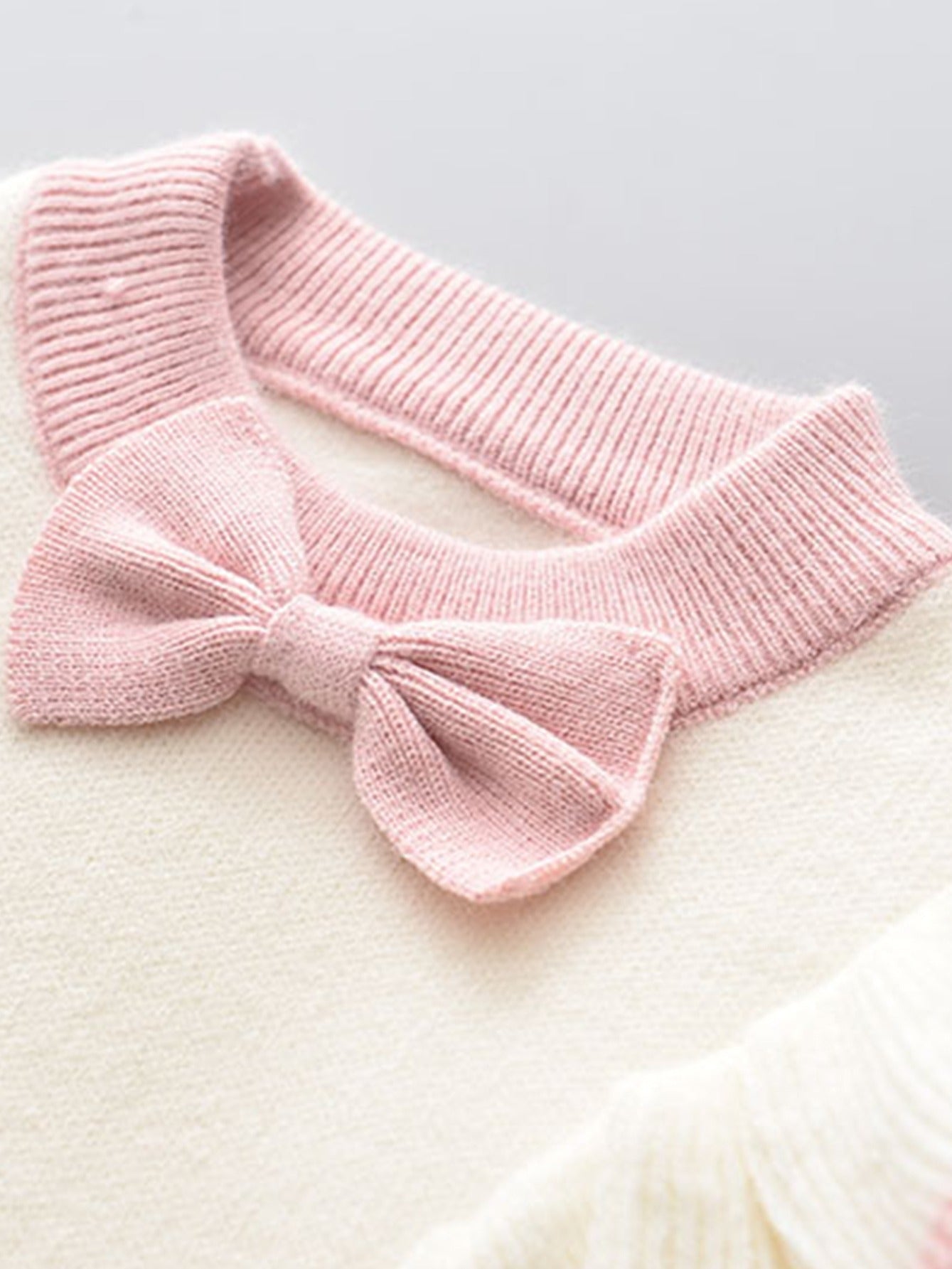 Girl's Ruffle Sweater & Pleated Skirt Set Bow Decor Casual Outfits