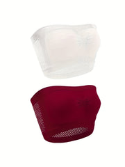 2pcs Seamless Bandeau Bras Breathable Stretch Everyday Bra