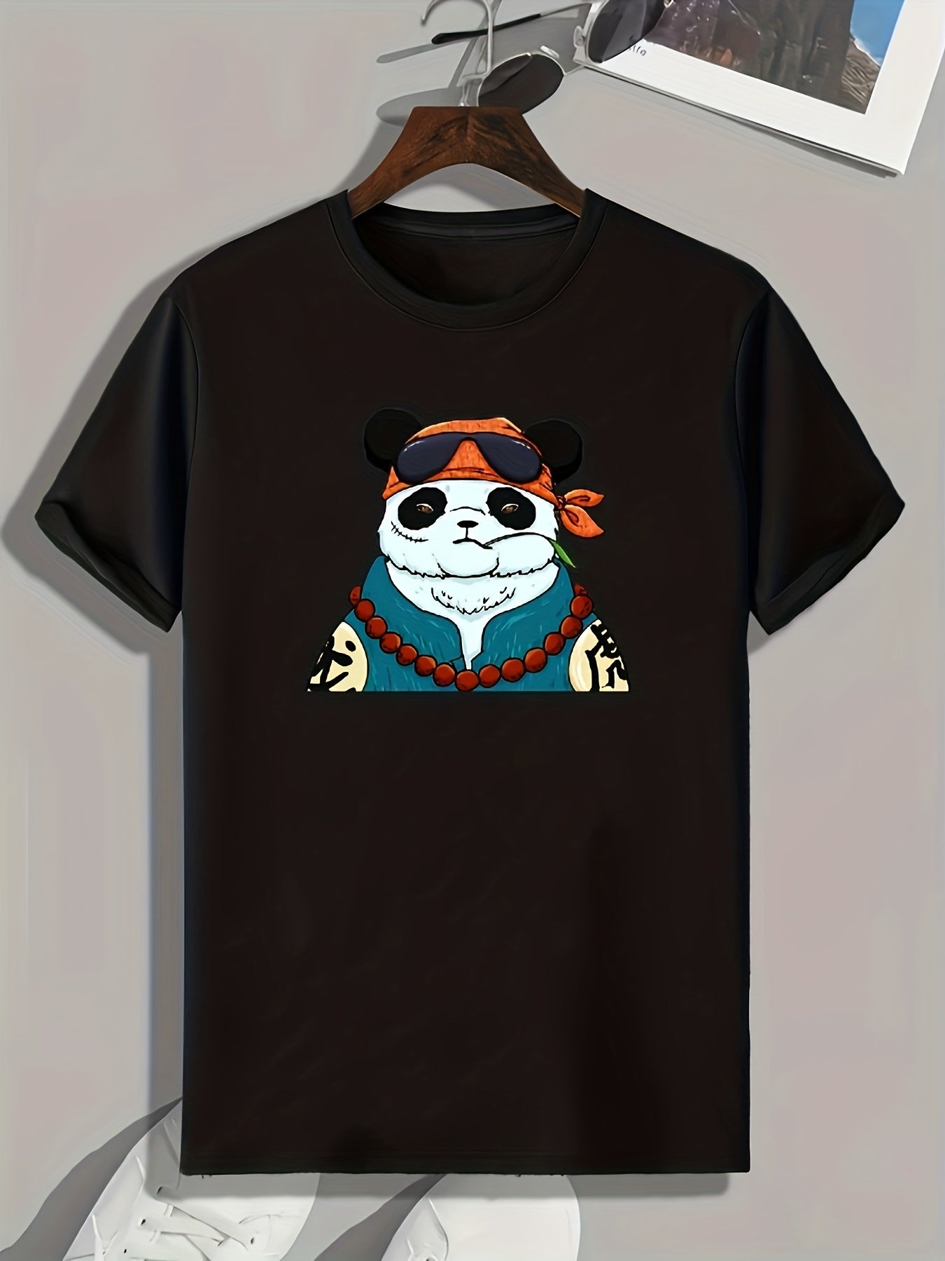 Panda Print Men's Graphic T-shirt for Summer