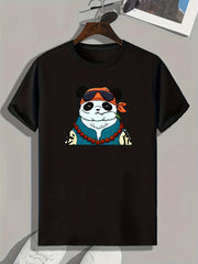 Panda Print Men's Graphic T-shirt for Summer