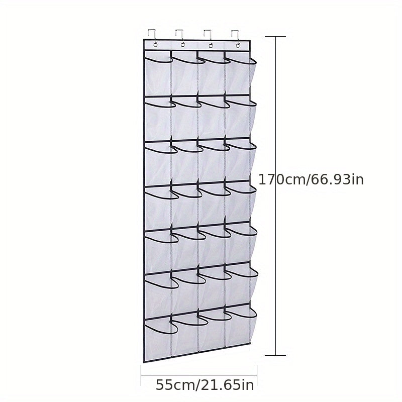 Over The Door Shoe Rack with 28 Large Mesh Pockets Organizer