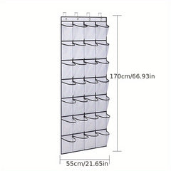 Over The Door Shoe Rack with 28 Large Mesh Pockets Organizer