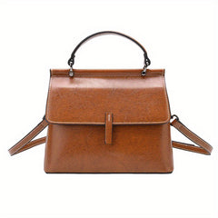 Split Leather Women'S Handbag in Red Coffee