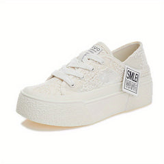Women's Thick Bottom Mesh Sport Shoes Lace Up Board Shoes