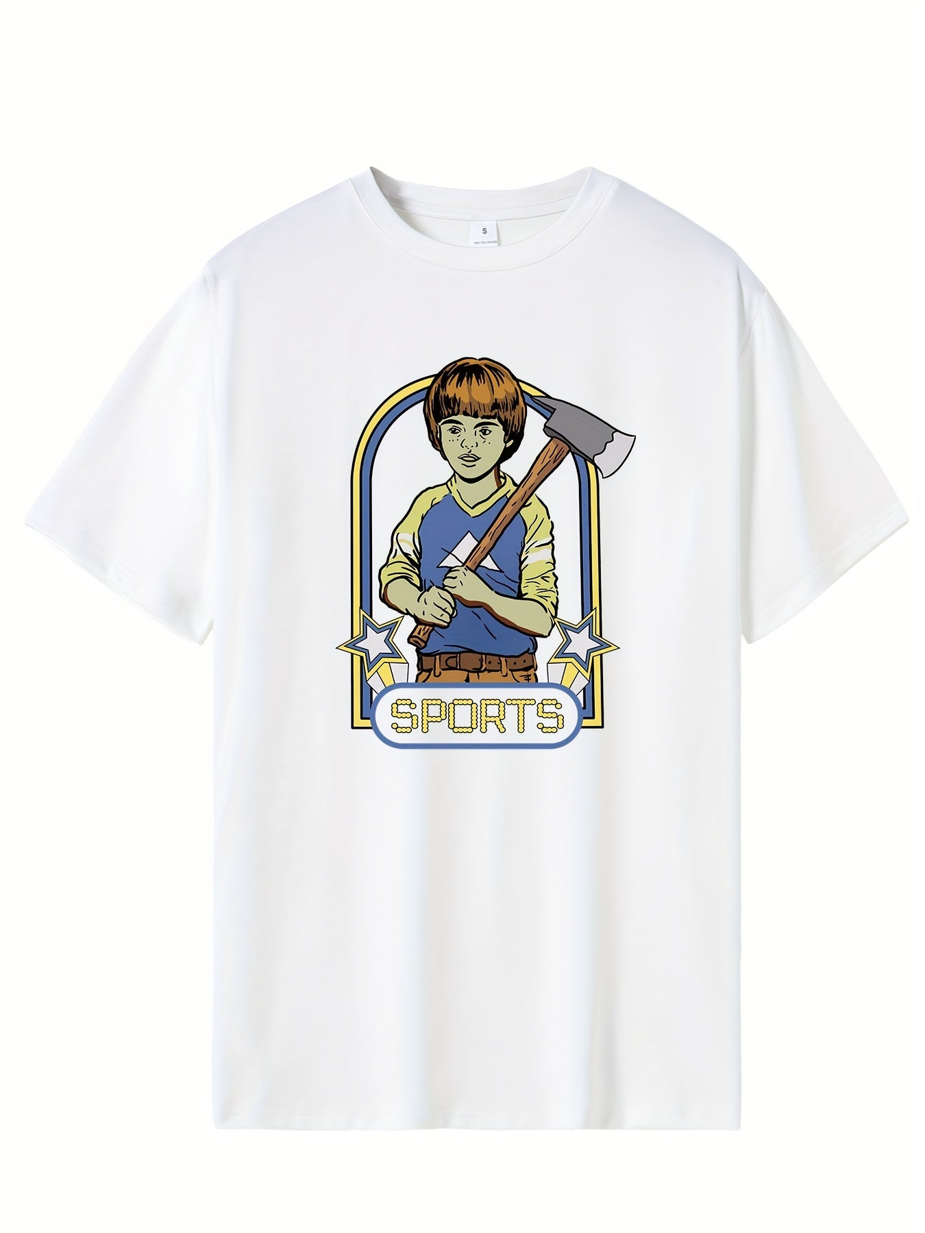 Men's Printed Leisure Sports T shirt Round Neck Tee Shirt for Summer