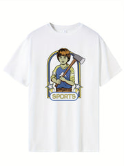 Men's Printed Leisure Sports T shirt Round Neck Tee Shirt for Summer