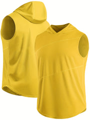 Men's Quick Drying Sleeveless Hooded Vest for Fitness Training