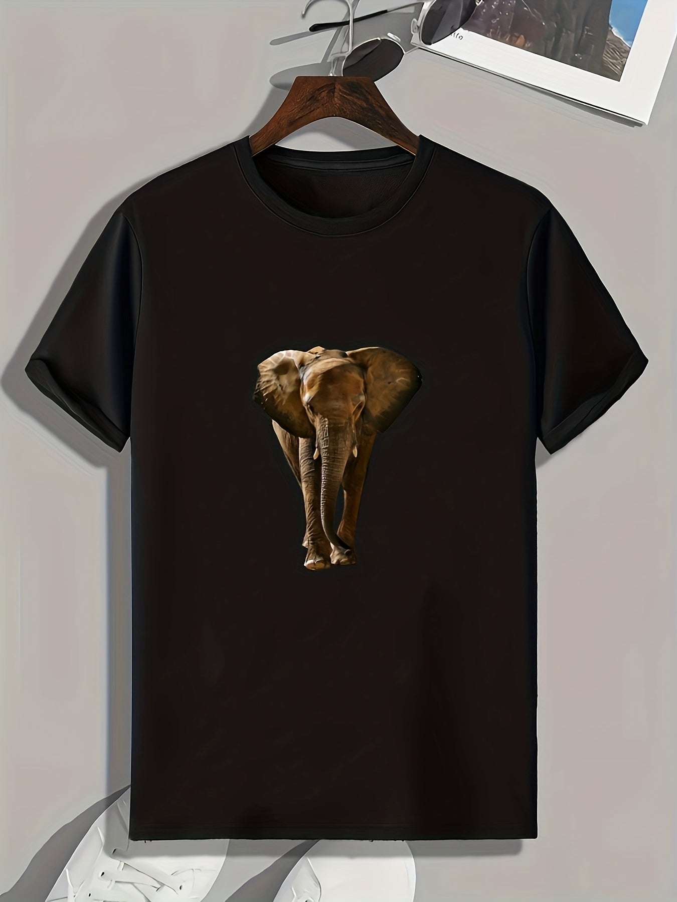 Elephant Print Men's Tee Shirt for Summer