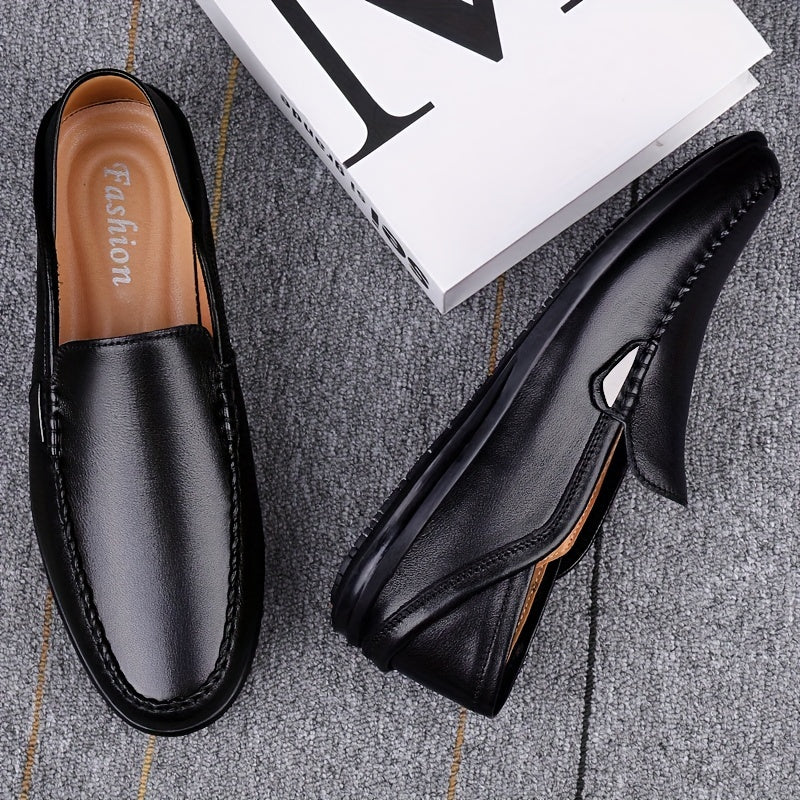 Men's No Tie Slip-On Leather Loafer Shoes