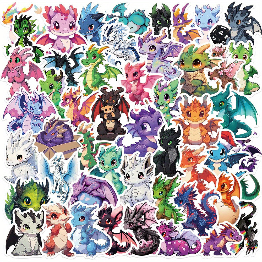 50pcs Cartoon Dragon Stickers for Water Bottles Scrapbooking