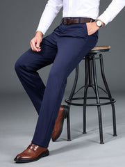 Men's Stretchy Dress Trousers Formal Solid Middle Business Wedding Party