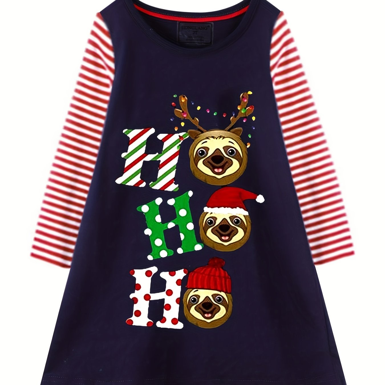 Christmas Cartoon Dress For Toddler Girls' Long Sleeve Playwear Dress