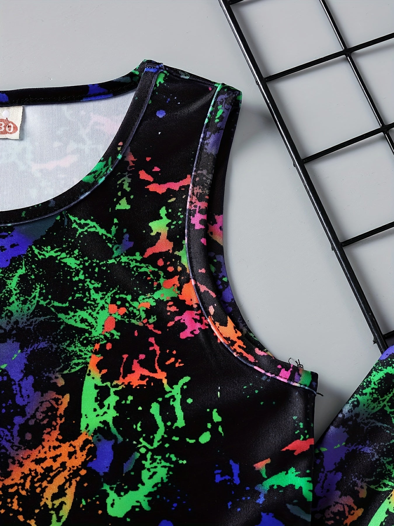 Luminous Tie Dye Printed Sports Tank Top Glow In The Dark Graphic