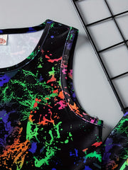 Luminous Tie Dye Printed Sports Tank Top Glow In The Dark Graphic