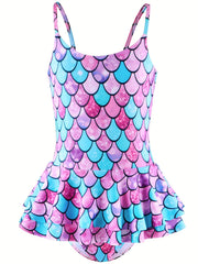 Sweet Girls Fish Scale Cami Swimwear Bathing Suit For Summer