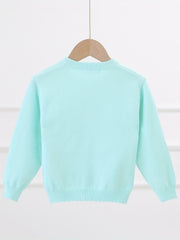 Toddler Girls' Peach Pattern Knitted Sweater Cardigan
