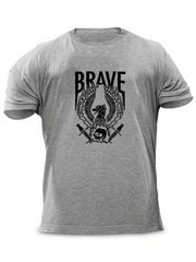 Men's Brave Eagle & Skull Print T shirt Casual Tee
