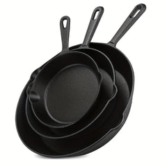 3pcs Saute Fry Pan Pre Seasoned Cast Iron Skillet Set Nonstick Frying Pan